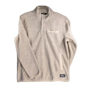 Eddie Bauer Mens Fleece Pullover M | Tan 1/4 Snap Mock Neck NWT Outdoor Layer